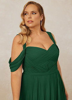 Christian Siriano Bridal for Azazie 1013 Bridesmaid Dresses Dark Green A-Line Off the Shoulder Chiffon Dress image14