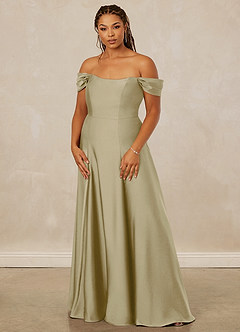 Christian Siriano Bridal for Azazie 1002 Vestidos de damas de honor Vestido de Musgo Verde de Satén Elástico de Corte en A Convertible con Vestidos sin tirantes image11