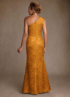 Azazie Joylin Mother of the Bride Dresses Butterscotch Trumpet One Shoulder Floral Burnout Dress image2