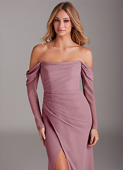 Azazie Hallie Bridesmaid Dresses Vintage Mauve Mermaid Long Sleeve Chiffon Dress image5