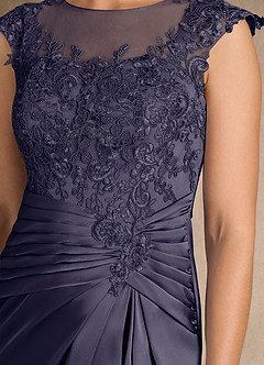 Azazie Santa Barbara Mother of the Bride Dresses Stormy Sheath Pleated Stretch Satin Dress image9
