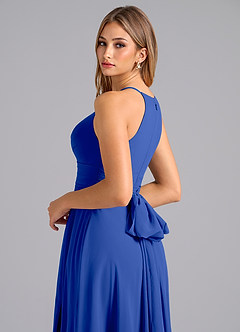 Azazie Denver Bridesmaid Dresses Royal Blue A-Line Pleated Chiffon Dress image2