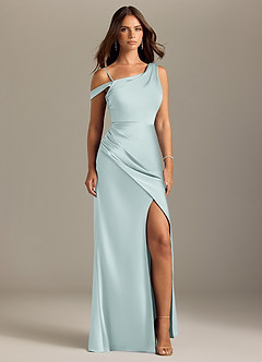 Azazie Madelyn Bridesmaid Dresses Mist Mermaid Off the Shoulder Stretch Satin Convertible Dress image9