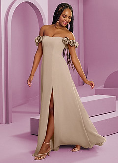Barbie ♥ Azazie Bridesmaid Dresses Taupe A-Line Off the Shoulder Chiffon Convertible Dress image7