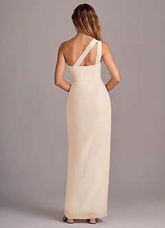 Azazie Tatianna Bridesmaid Dresses White Alabaster Sheath One Shoulder Chiffon Dress image2