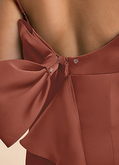 Azazie Lioren Junior Auburn Sheath Bow Stretch Satin Dress image6