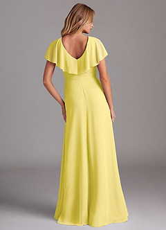 Azazie Lainey Bridesmaid Dresses Canary A-Line with Pockets Chiffon Dress image7