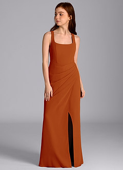 Azazie Mero Junior Meerjungfrau-Linie Plissee Chiffon Kleid Paprika image5