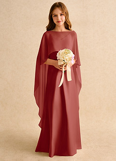 Azazie Fishie Girls Formal Sukienki dla dziewczynek sypiących kwiaty Linia A Matowy satynowy Długość podłogi Sukienka image3