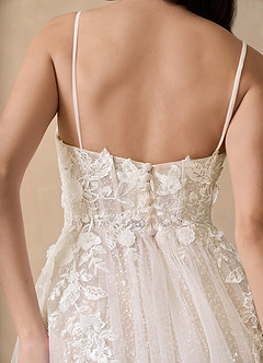 Azazie Seradine Wedding Dresses Diamond White Nude A-Line Off the Shoulder Beading Dress image10