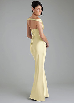 Azazie Stella Robes de demoiselle d'honneur Robe Fourreau Convertible en Satin extensible Corset Sorbet Citron image2