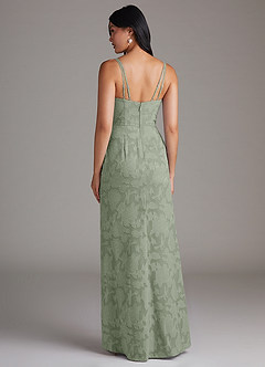 Azazie Leo Bridesmaid Dresses Agave Sheath Pleated Floral Burnout Dress image2