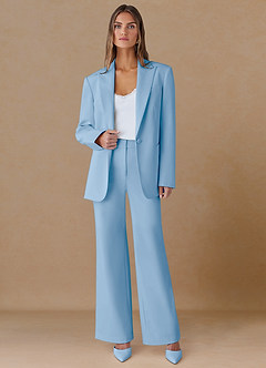 front Marina Sky Blue Refined Weave Straight-Leg Pants