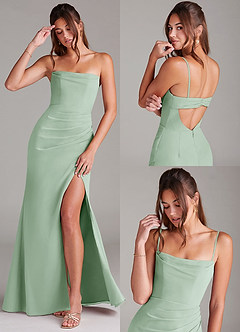 Azazie Leonis Bridesmaid Dresses Agave Sheath Strapless Chiffon Convertible Dress image9