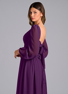 Azazie Zeya Bridesmaid Dresses Grape A-Line Long Sleeve Chiffon Dress image6