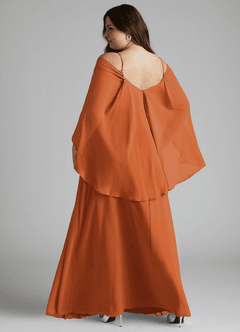 Azazie Cienna Bridesmaid Dresses Cinnamon A-Line Off the Shoulder Chiffon Dress image8