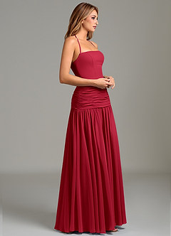 Azazie Vashti Brautjungfernkleider A-Linie Chiffon Kleid Scharlachrot image3