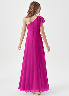 Azazie Arabella Junior Robe Trapèze en Mousseline de soie Rayé Fuchsia image6