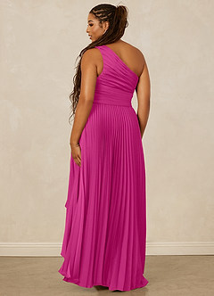 Christian Siriano Bridal for Azazie 1008 Robes de demoiselle d'honneur Robe Trapèze en Satin extensible Ue épaule Fuchsia image10