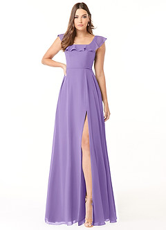 Azazie Jinny Bridesmaid Dresses Tahiti A-Line Square Neckline Ruched Chiffon Dress image1