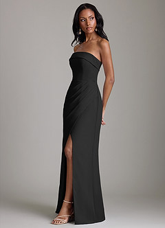 Azazie Aretha Bridesmaid Dresses Black A-Line Strapless Chiffon Dress image6