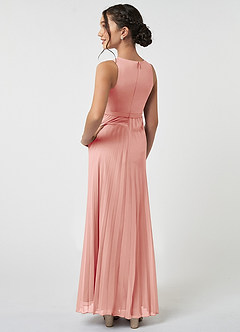 Azazie Lindie Junior A-Linie Plissee Chiffon Kleid Rosettenrosa image4