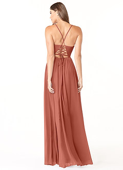 Azazie Aaida Bridesmaid Dresses Clay A-Line Corset Chiffon Dress image2