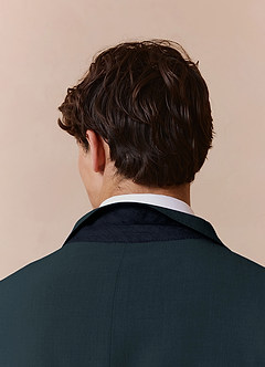 front Savile Dark Green Wool Blend Suit Jacket