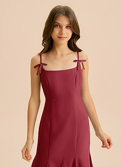 Azazie Evey Junior Abito Sirena in Chiffon Plissettato Melograno image6