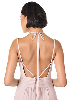 Azazie Farren Brautjungfernkleider Wandelbar A-Linie Plissee Chiffon Kleid Zartrosa image6