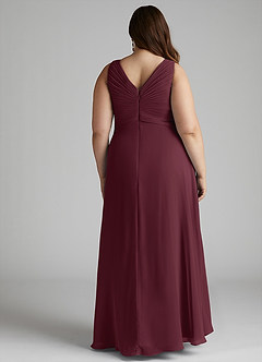 Azazie Flora Brautjungfernkleider A-Linie Plissee Chiffon Kleid Cabernetrot image13