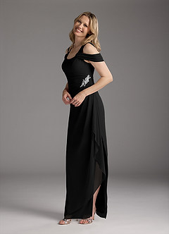 Azazie Weitzman Mother of the Bride Dresses Black Sheath Sequins Mesh Dress image2