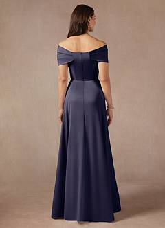 Azazie Amelia Mother of the Bride Dresses Stormy A-Line Off the Shoulder Stretch Satin Dress image6
