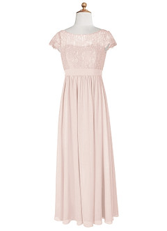 Azazie Silvermist Junior Rose Petal A-Line Pleated Chiffon Dress image8