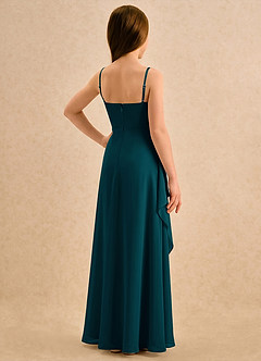 Azazie Cannoli Girls Formal Flower Girl Dresses Pine A-Line Pleated Chiffon Dress image2