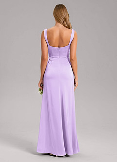 Azazie Frostine Robes de demoiselle d'honneur Robe Trapèze en Satin extensible Arc Lilas image2