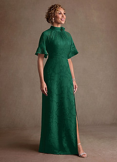 Azazie Hypatia Klänningar till brudens mor Klä Tubklänning i Blommig Utbrändhet Plisserad Smaragdgrön image4