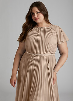 Azazie Kara Modest Bridesmaid Dresses A-Line Pleated Chiffon Floor-Length Dress image15