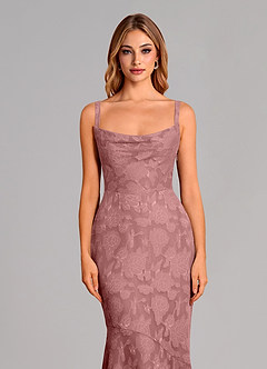 Azazie Aubrey Final Sale Dusty Rose Mermaid Bow Floral Burnout Dress image6