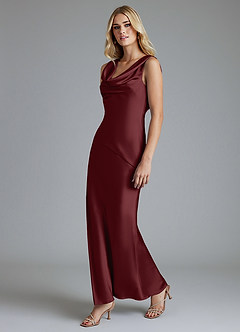 Azazie Adelyn Vente finale Robe Sirène en Satin extensible Plissée Dusty Blue image6