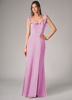 Azazie Callie Robes de demoiselle d'honneur Robe Sirène Convertible en Mousseline de soie Fente Latérale Rose Bonbon image4