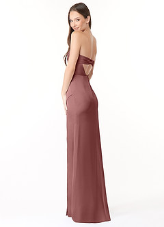 Azazie Leonis Bridesmaid Dresses Desert Rose Mermaid Pleated Stretch Satin Convertible Dress image7