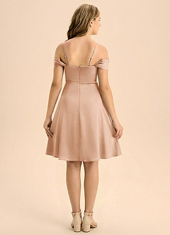 Azazie Anselie Junior Linia A Pofałdowany Satyna elastyczna Mini Młodsza druhna Sukienka image2