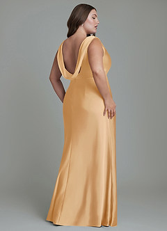 Azazie Kieryn Brautjungfernkleider Meerjungfrau-Linie Plissee Stretch-Satin Kleid Gold image8