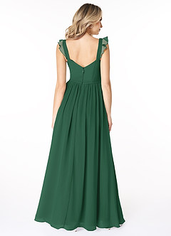Azazie Stassie Bridesmaid Dresses Dark Green A-Line Sweetheart Ruched Chiffon Dress image2