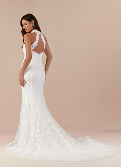 Azazie Eden Wedding Dresses Diamond White Mermaid Lace Dress image4