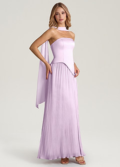 Azazie Tierney Bridesmaid Dresses Frosted Lilac A-Line Strapless Chiffon Convertible Dress image7