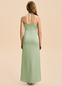 Azazie Nova Junior Dusty Sage A-Line Pleated Stretch Satin Dress image2