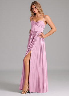 Azazie Akiko Bridesmaid Dresses Candy Pink A-Line Sweetheart Neckline Stretch Satin Dress image6