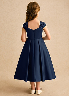 Azazie Yosemite Flower Girl Dresses Dark Navy Ball-Gown Sweetheart Neckline Matte Satin Dress image2